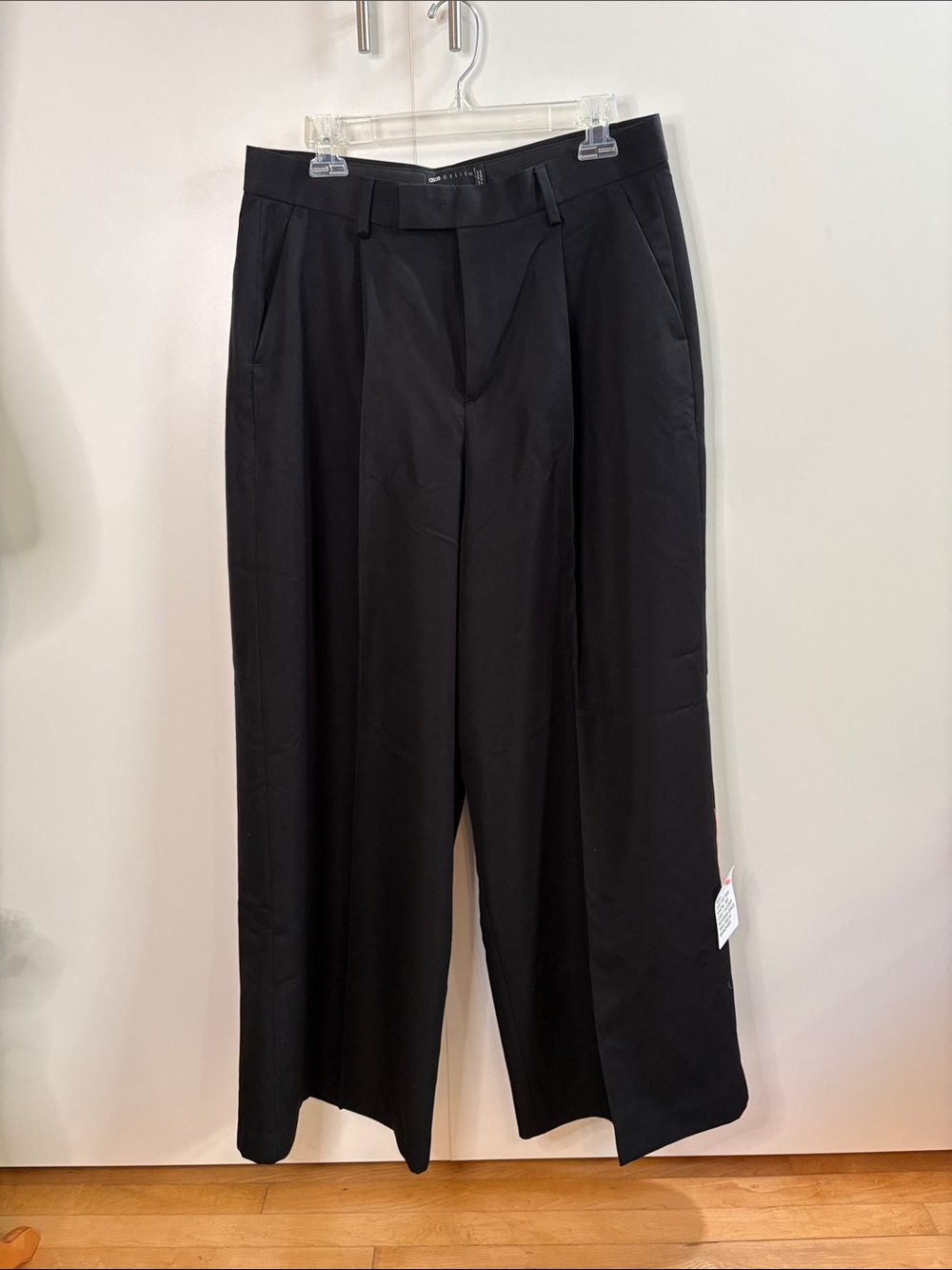 ASOS Black Wide-Leg Pleated Dress Pants